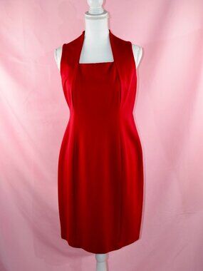 Talbots Red Sleeveless Midi Dress | Square Neck | 6P Petite